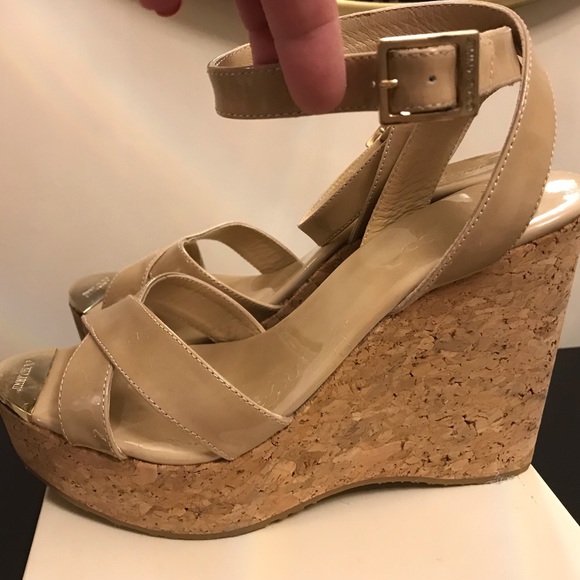 Jimmy Choo patent leather nude wedges sz 39 - Picture 2 of 8
